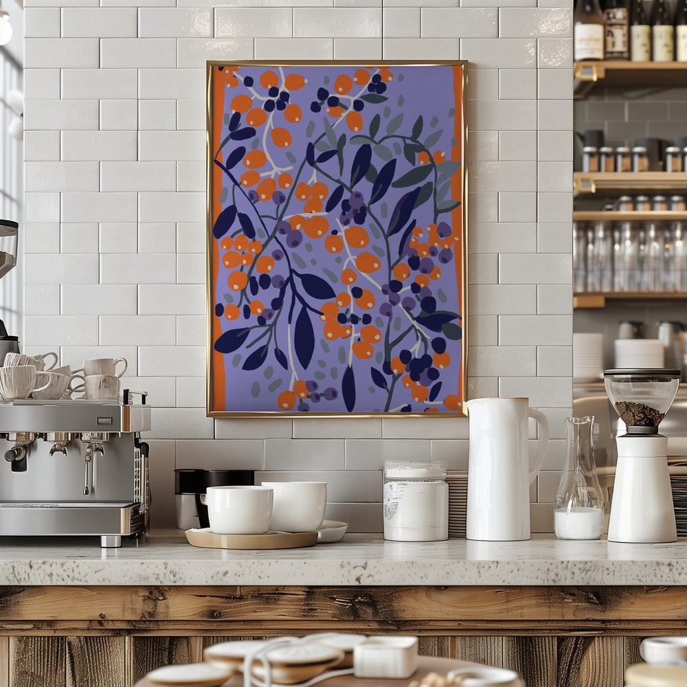 Blue And Orange Berries Poster