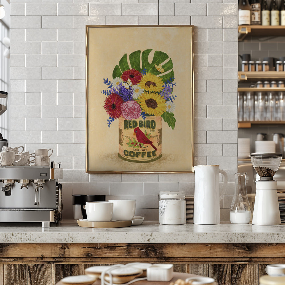 Flowers In a Vintage Coffee Can Poster