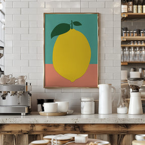 Lemon With Two Leaves Poster