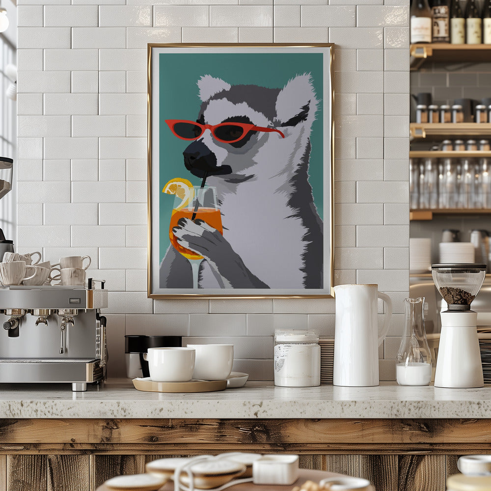 Jugdy Lemur with Drink Poster