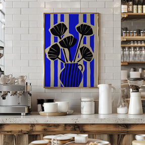 Striped Still Life Blue Poster