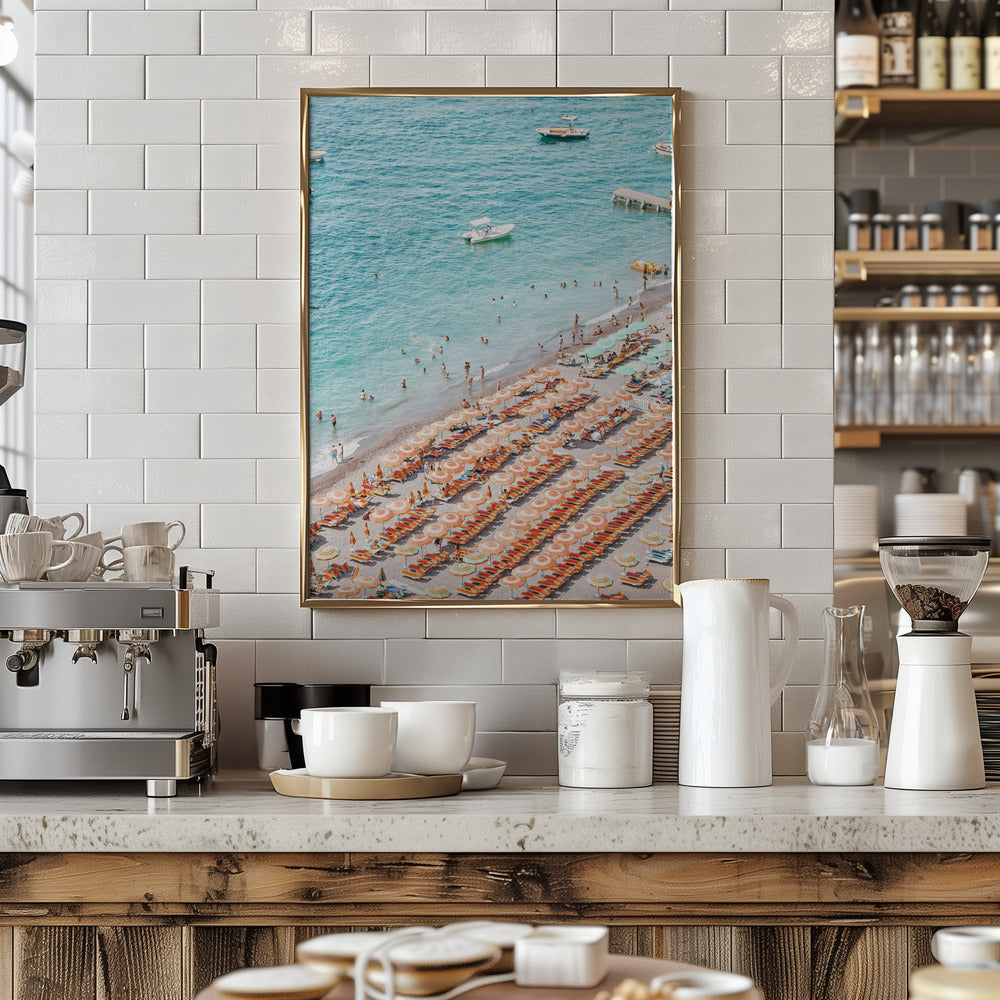 Positano Beach Scene Poster