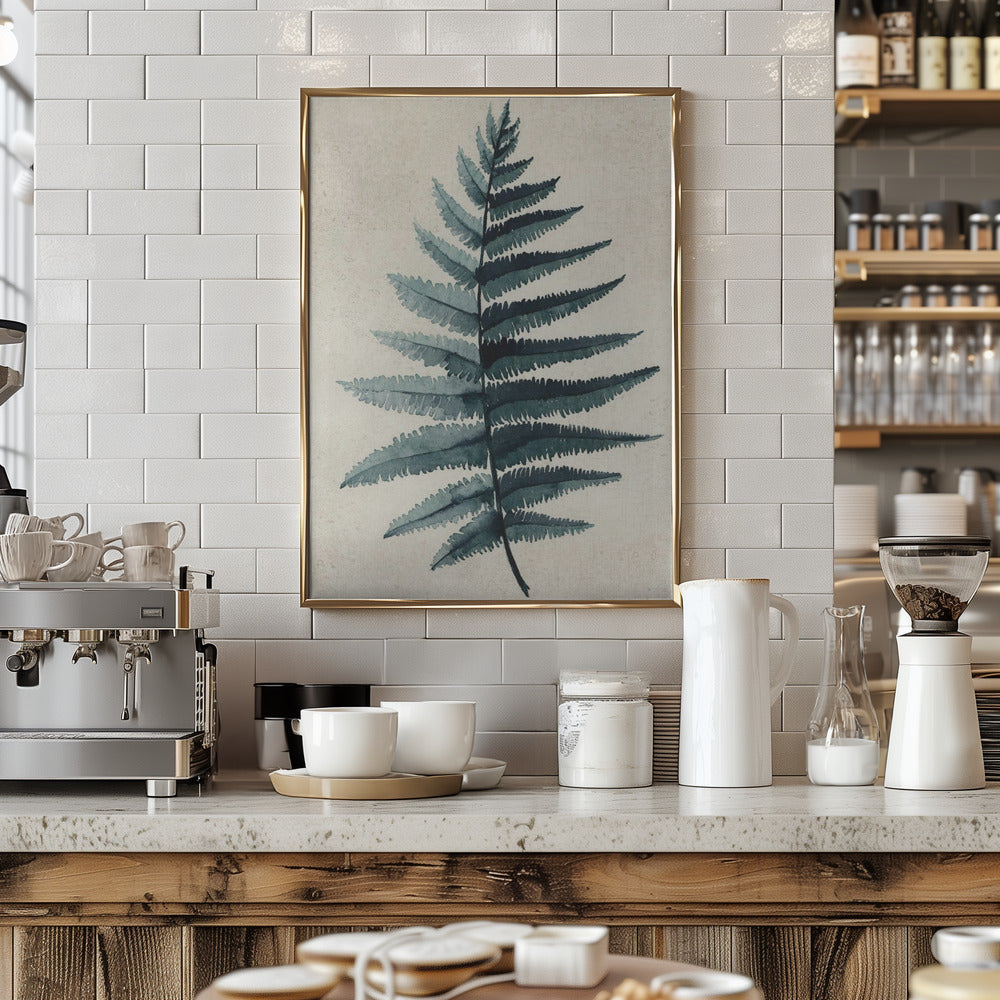 Teal watercolor fern 5 Poster