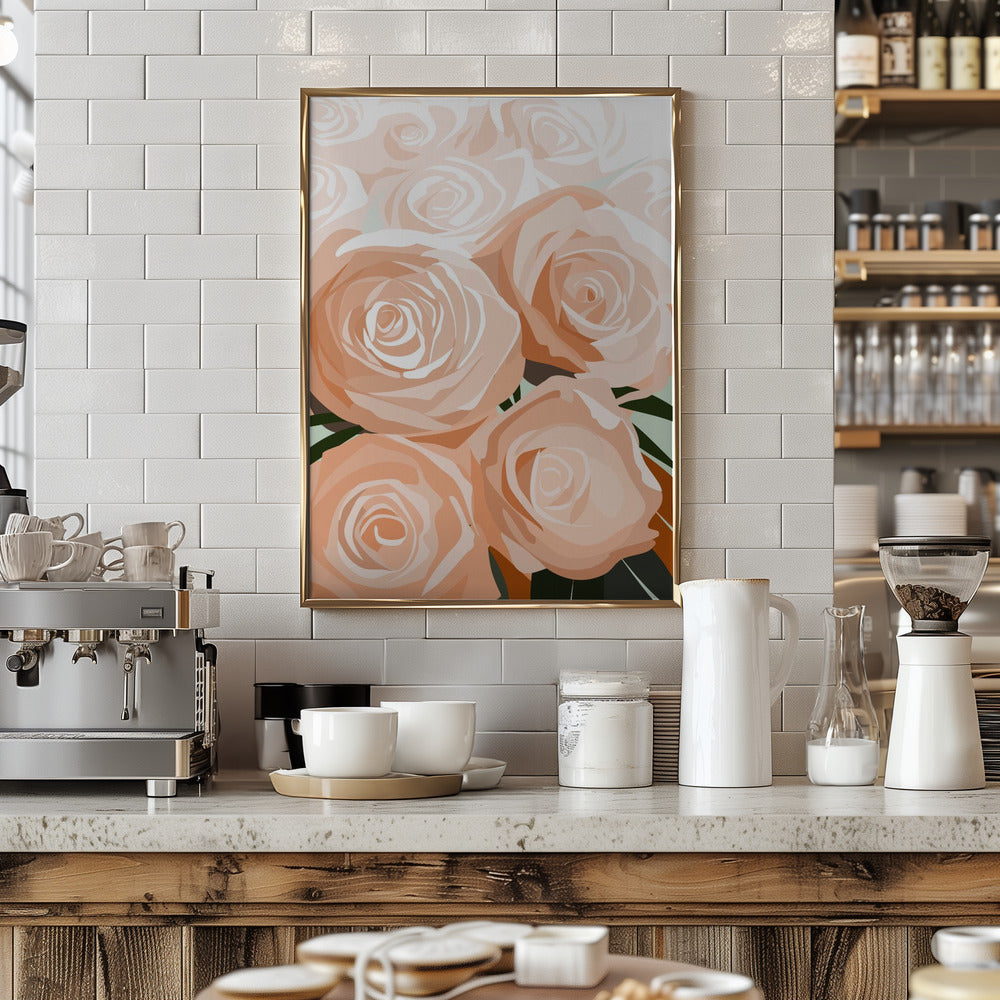 Coral roses Poster