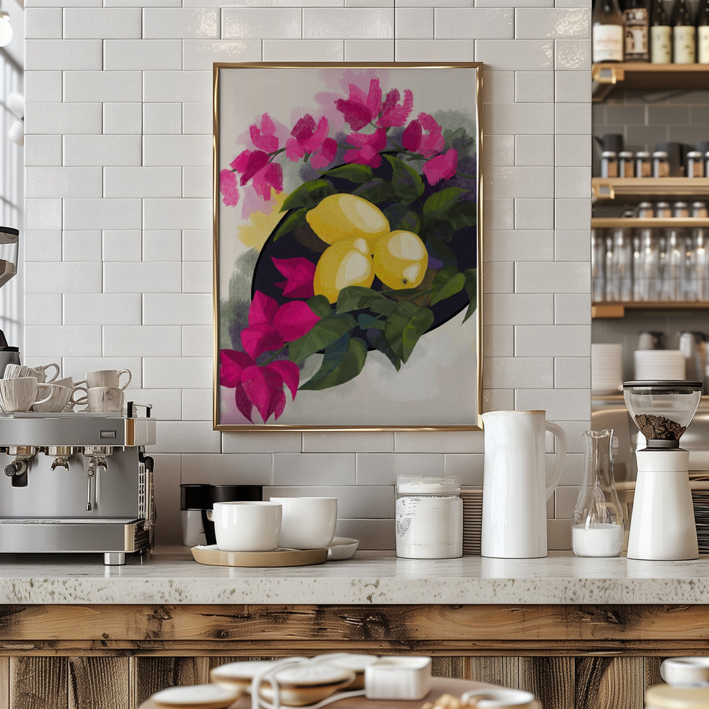 Bougainvillea and lemons Poster