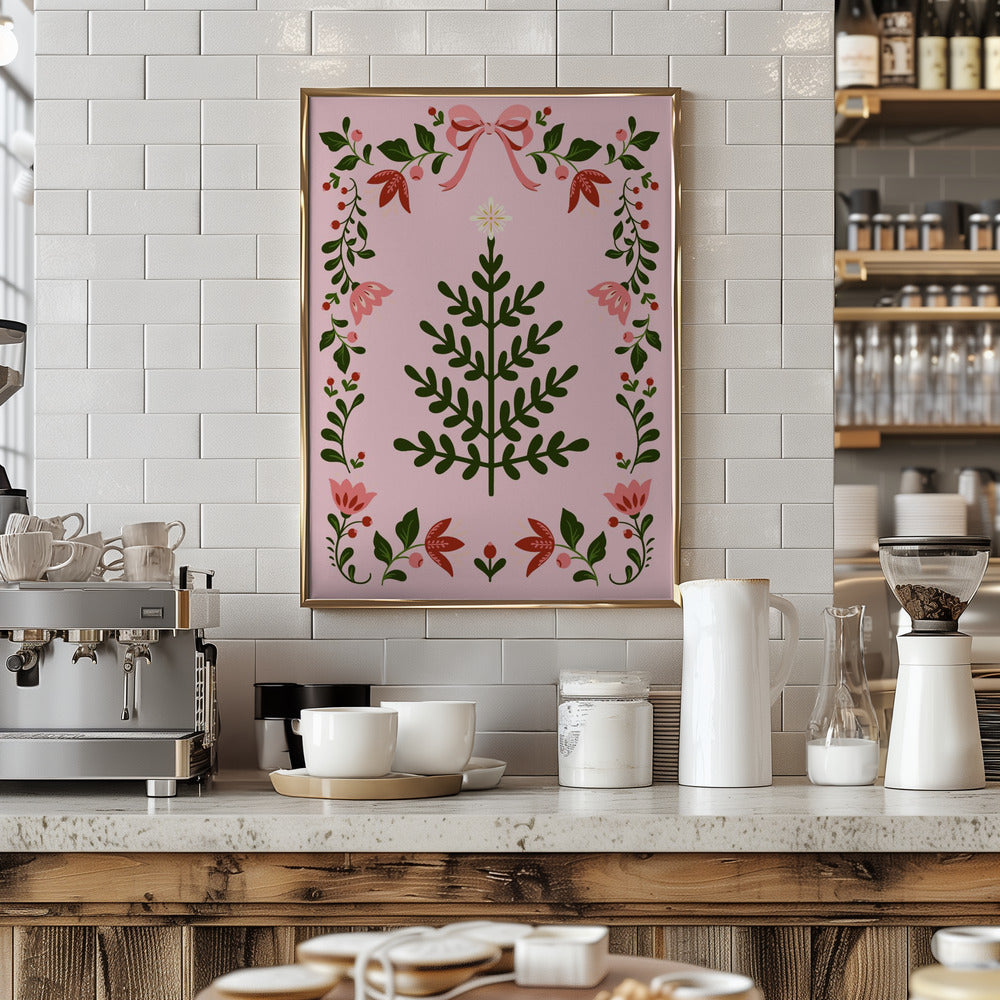 Pink Christmas Tree Poster