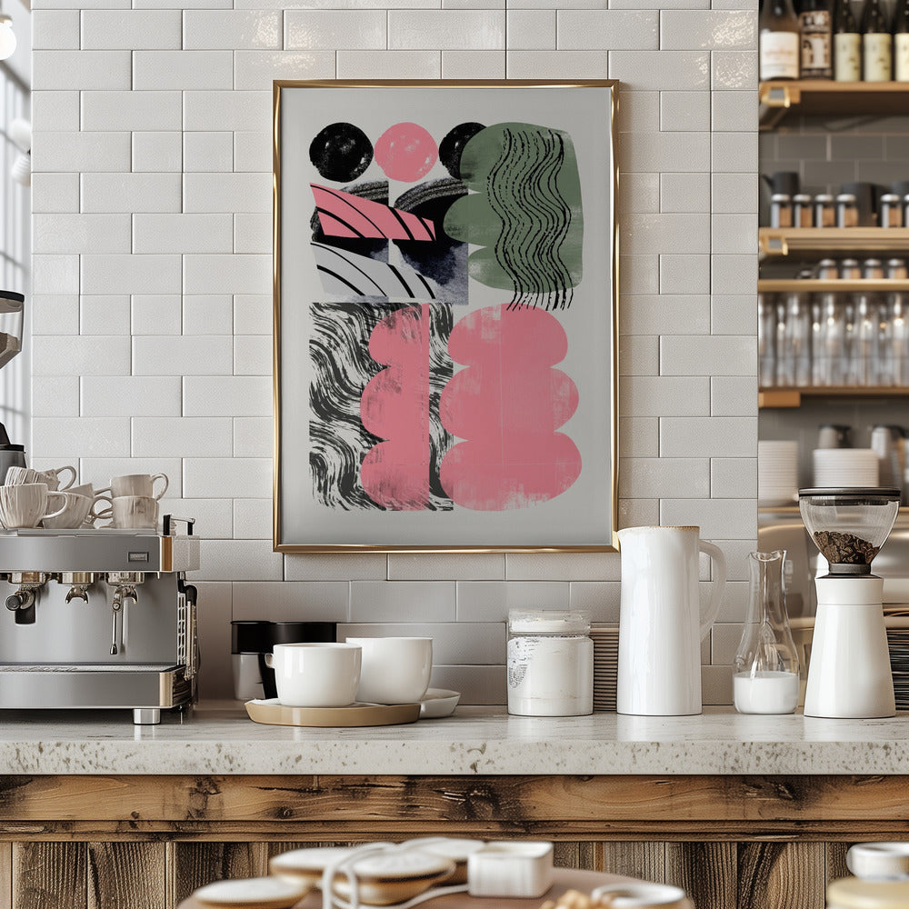 Abstract Shape Collage In Pink Poster