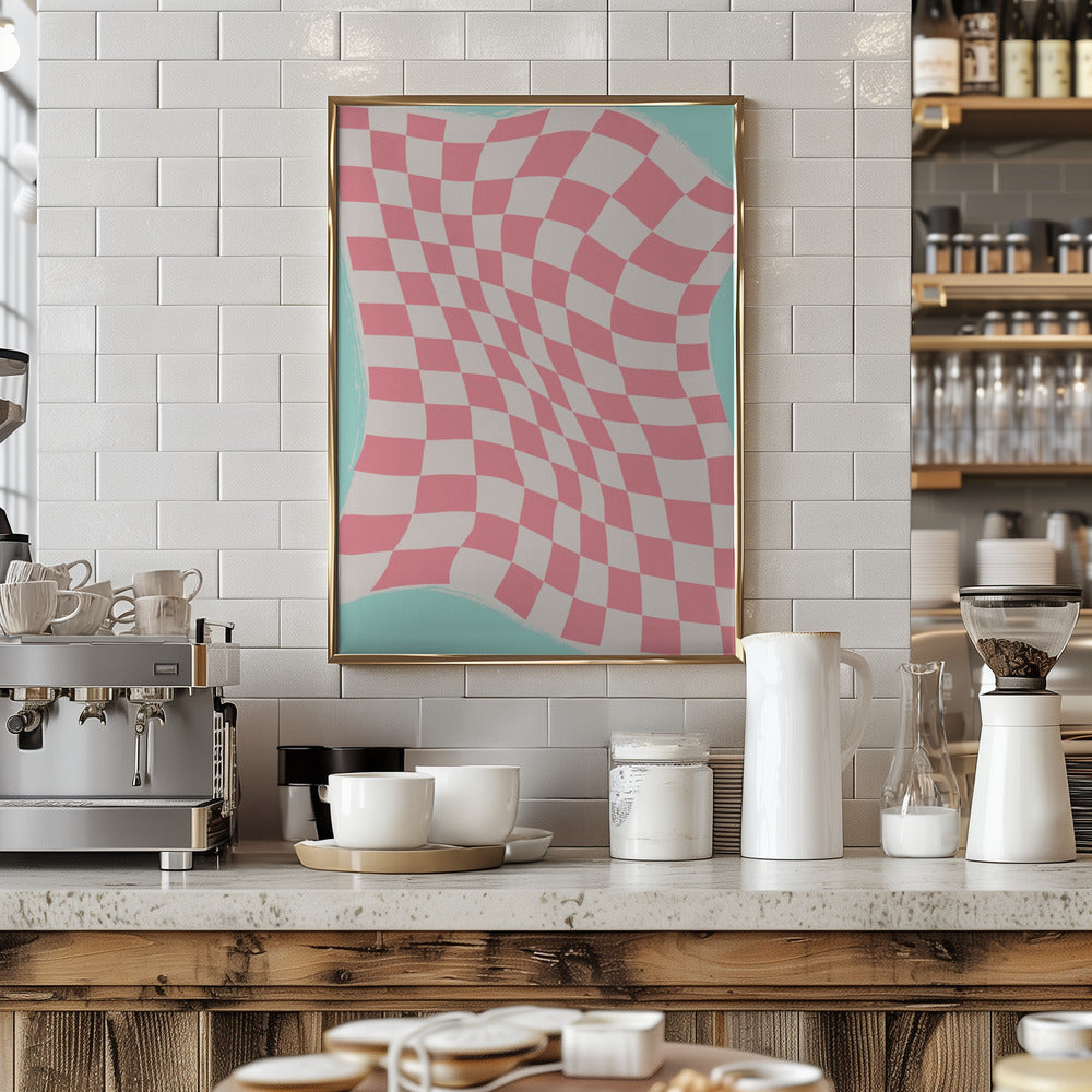 Pink Checker Cloth Poster