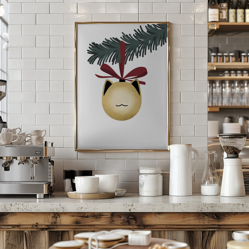 Meowrry bauble (gold white) Poster