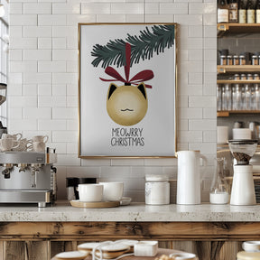 Meowrry Christmas bauble (gold, white) Poster