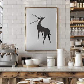 Stylized retro deer (grey) Poster