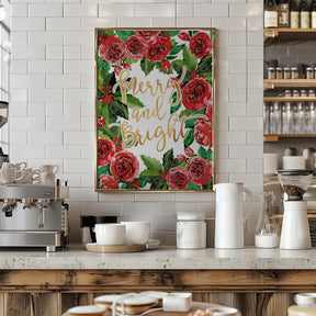 Merry and bright holiday roses Poster