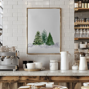 Three watercolor pine trees Poster