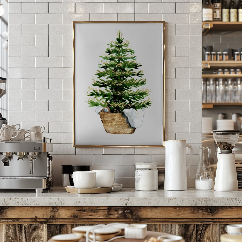 Cozy watercolor Christmas tree (2) Poster