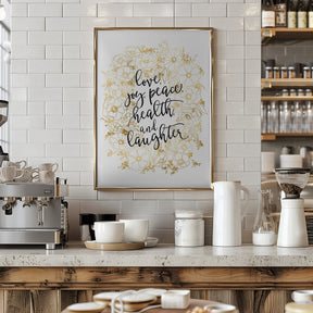 Holiday wishes with gold flowers Poster