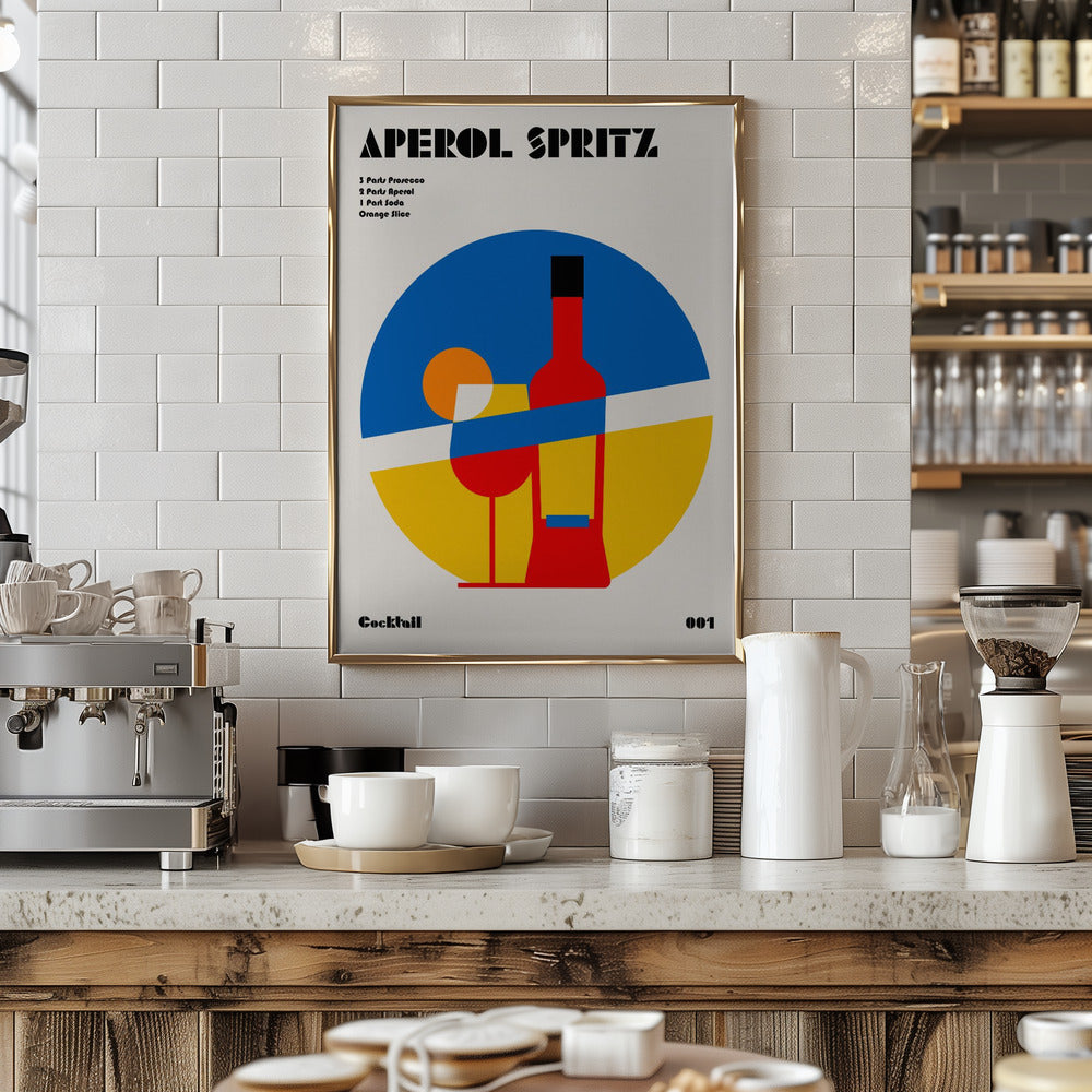 Aperol Spritz Cocktail Bauhaus Art Print Poster