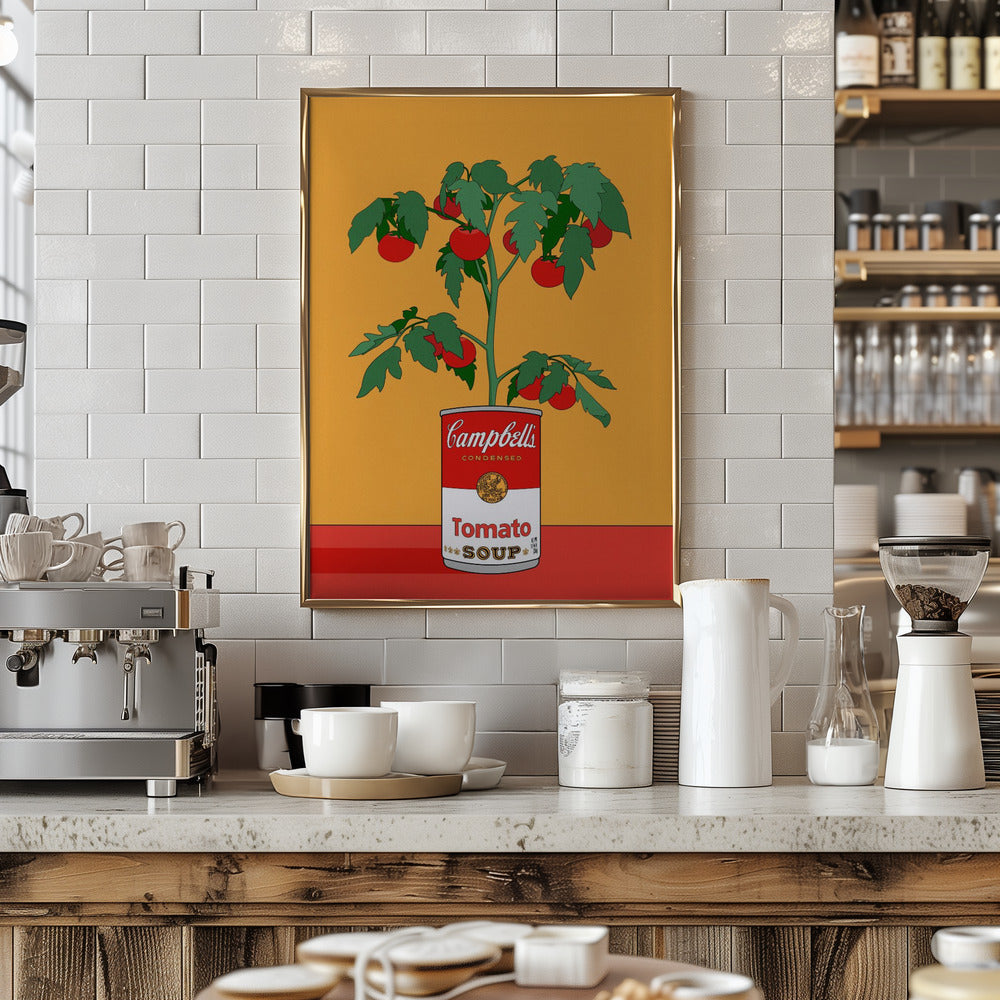 Campbells Soup Tomato Plant Retro Illustration Poster