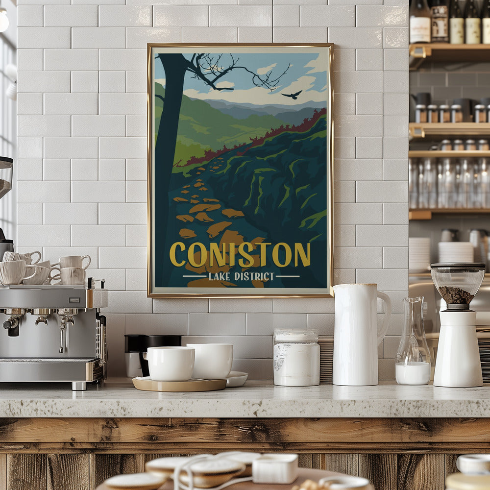 Coniston Lake District Travel Print Poster