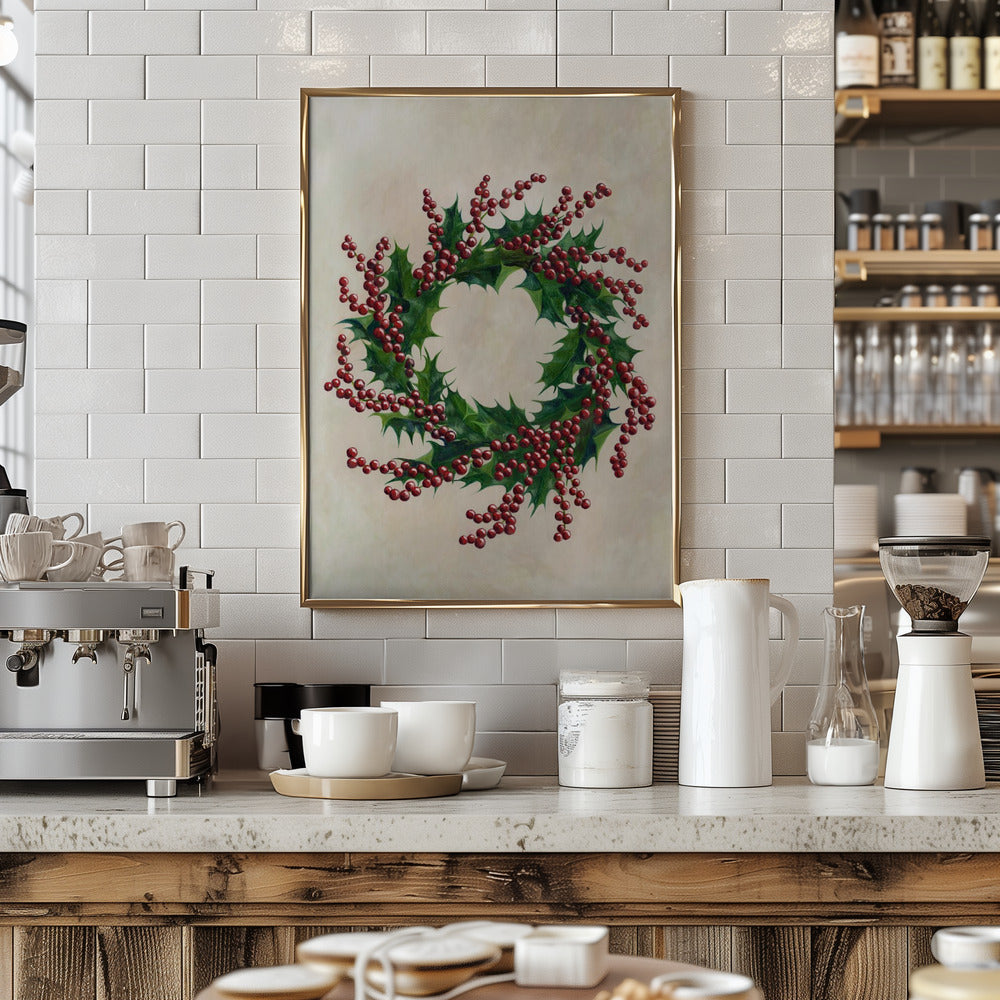 Holly wreath Poster