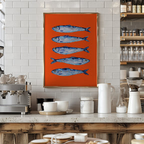 Sardines on Orange Poster