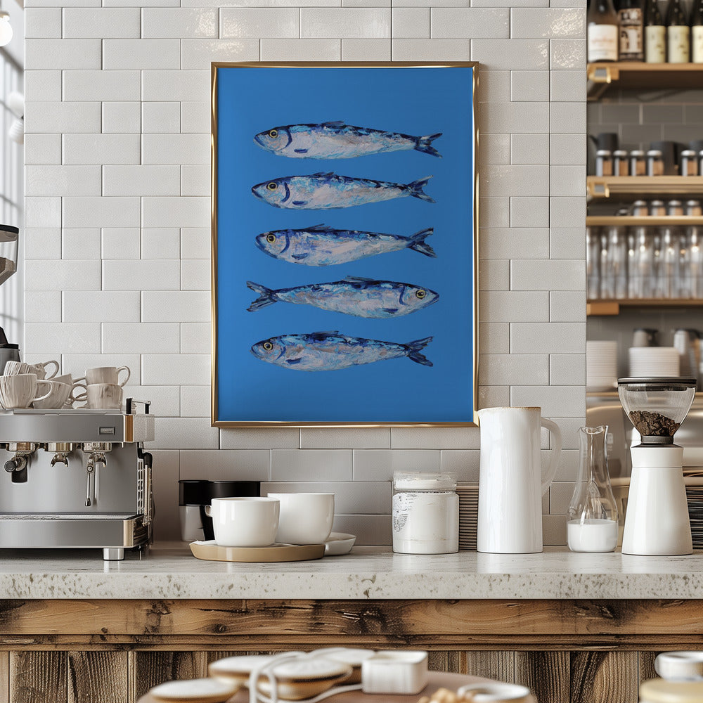 Sardines on Blue Poster