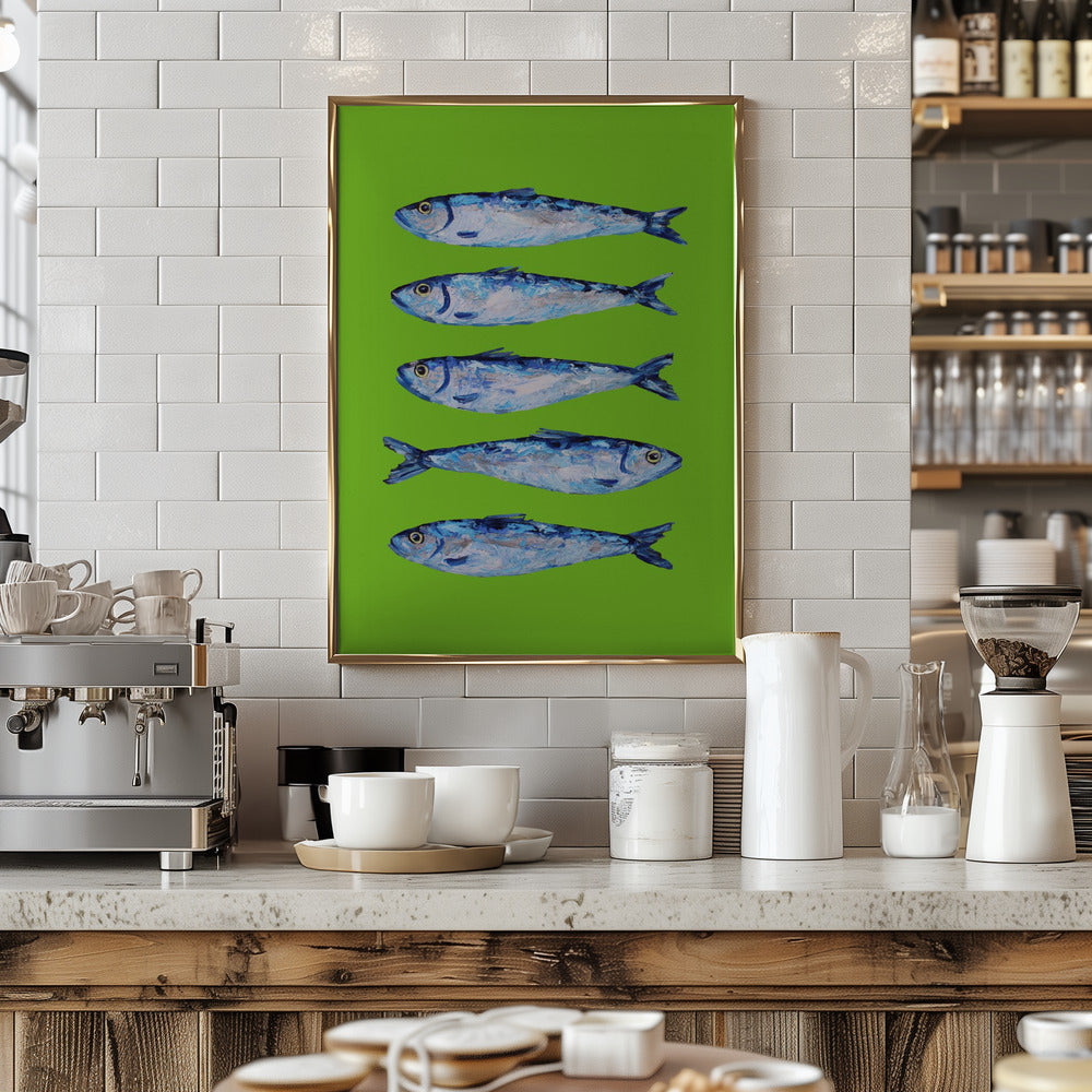 Sardines Lime Green Poster