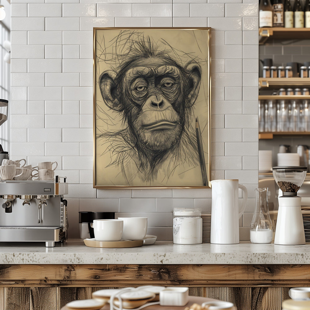 Monkey drawing Poster