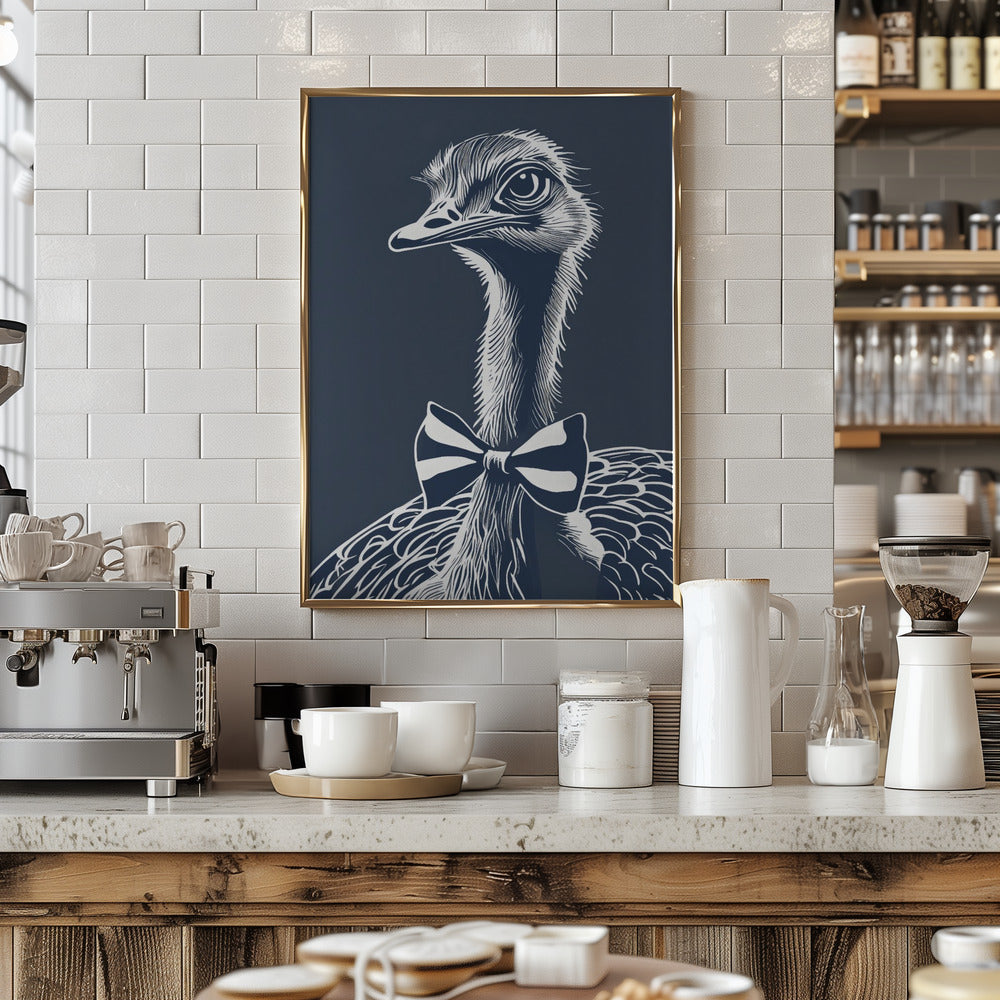 Ostrich with bow tie Poster