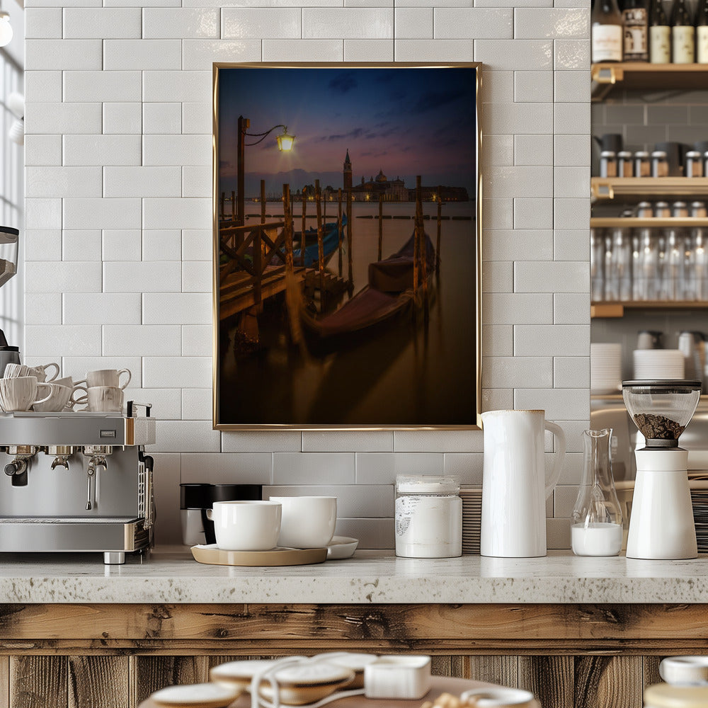 VENICE Gondolas during Blue Hour Poster