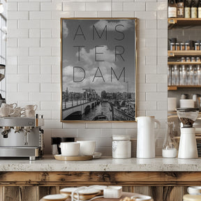 AMSTERDAM Magere Brug | Text &amp; Skyline Poster