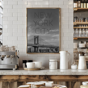 NYC Manhattan Bridge | Text &amp; Skyline Poster