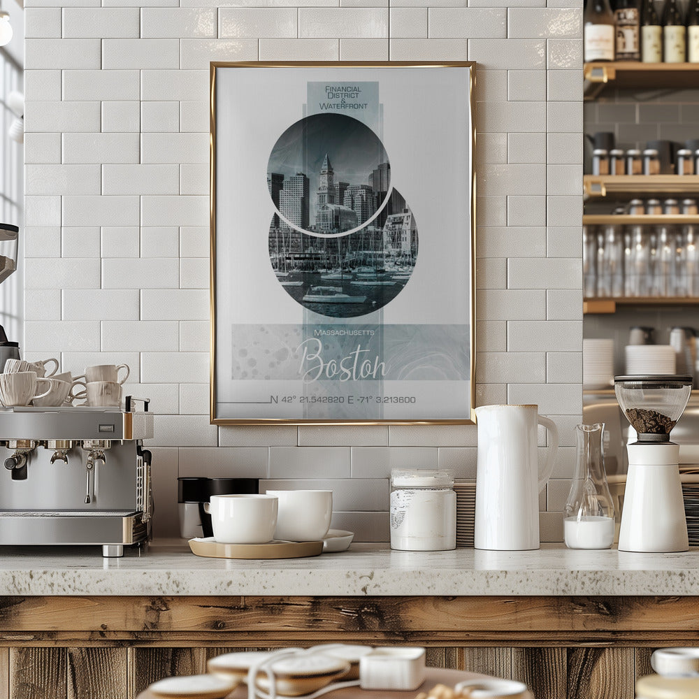 Poster Art BOSTON Waterfront | turquoise marble Poster