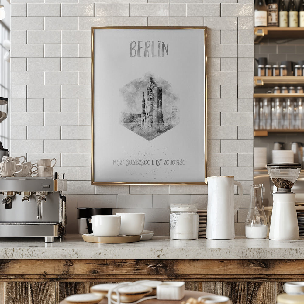 Coordinates BERLIN | monochrome watercolor Poster