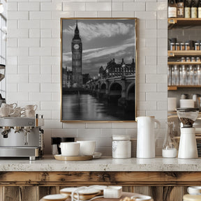 Evening at Westminster Bridge - Monochrome Poster