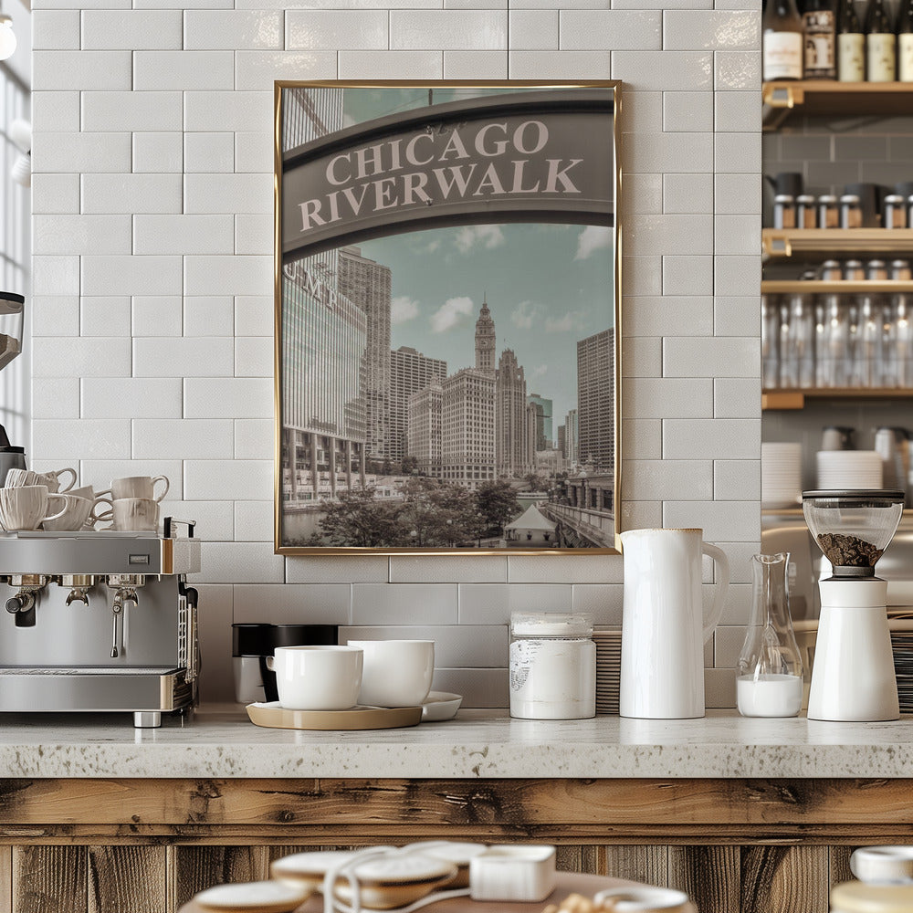 CHICAGO Riverwalk | urban vintage style Poster