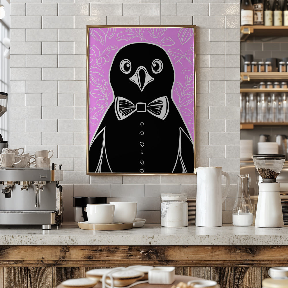 Penguin with bow tie Poster