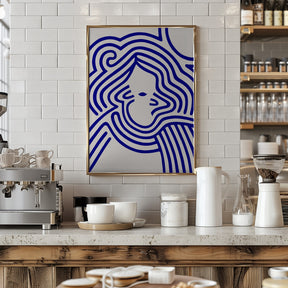 Berit in beige and indigo blue Poster