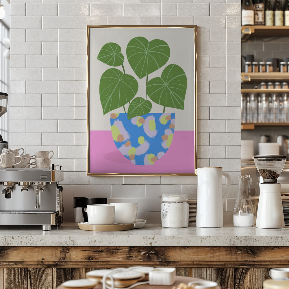 Plant in Patterned Pot Poster