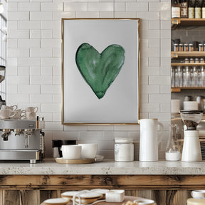 Watercolor heart green Poster