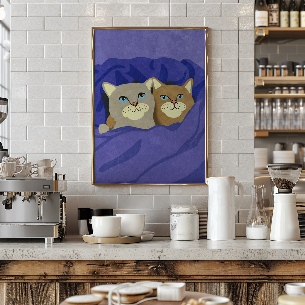 Cats in Bed Poster