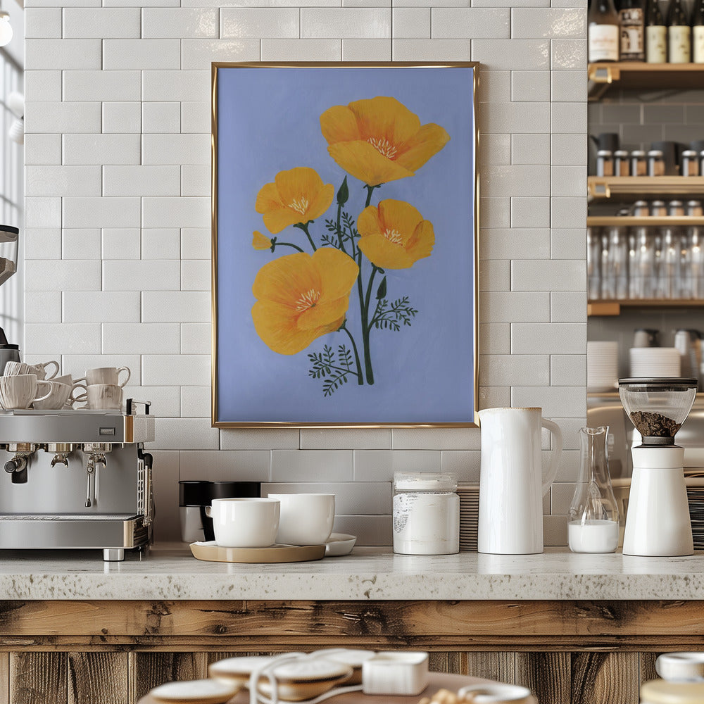 Bouquet of orange California poppies Poster