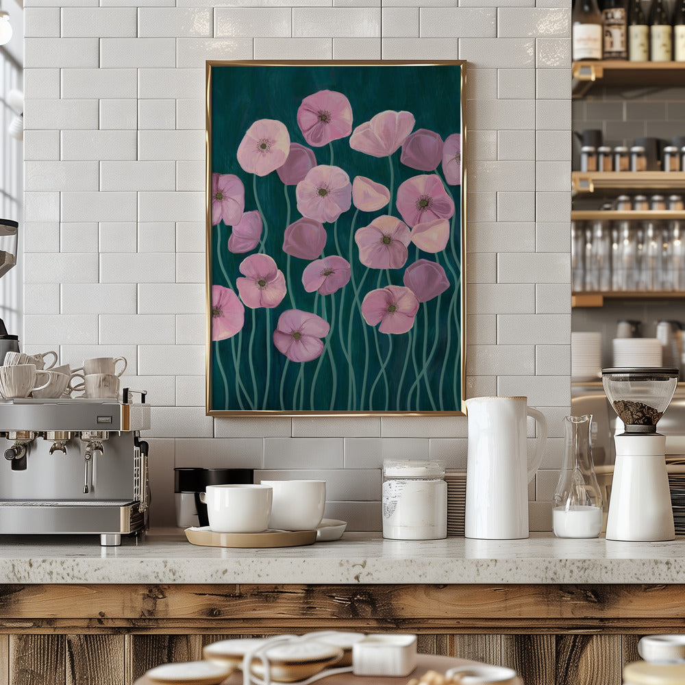 Pink poppies Poster