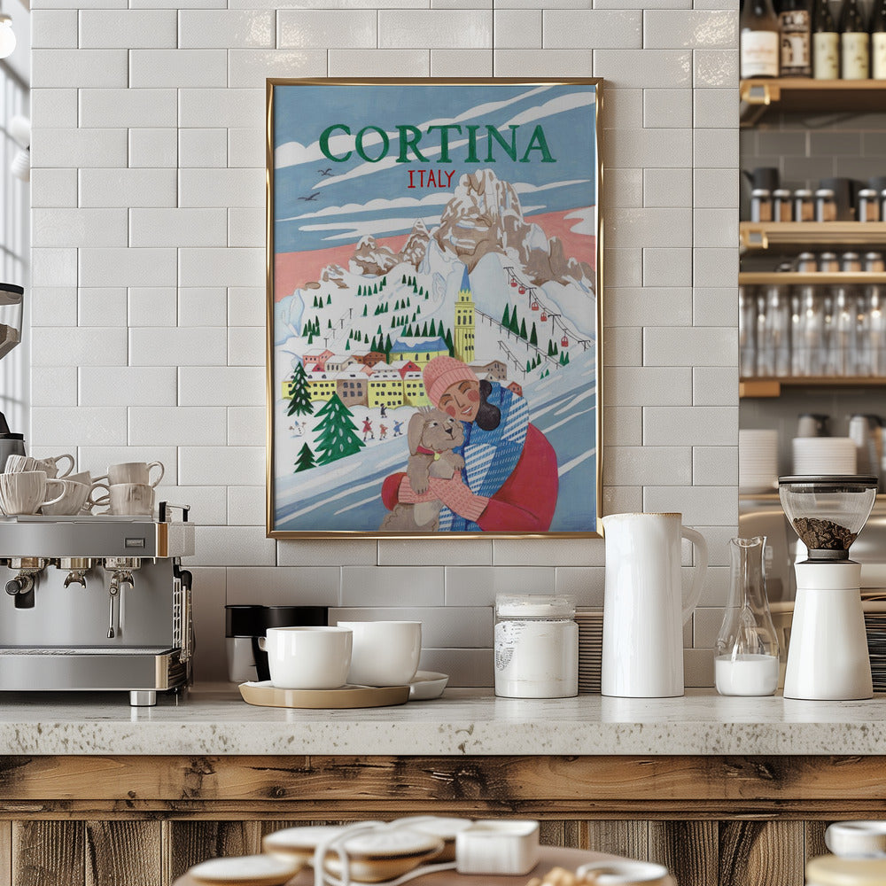 Travel Poster Woman in Cortina, Italy Poster