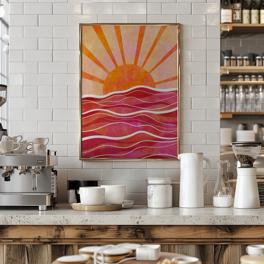 Sea Sunset Pink Poster