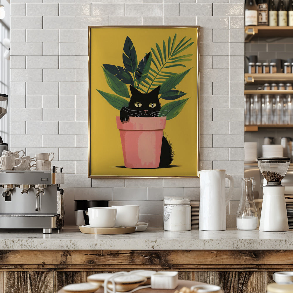 Cat In the Plant Poster