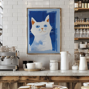 Cat In Blue Poster