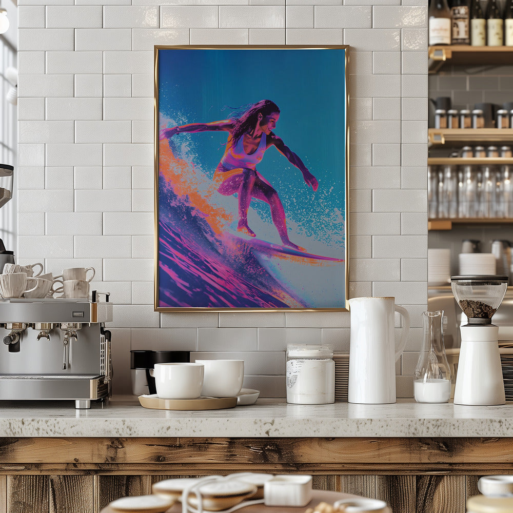 Surfing Woman Poster