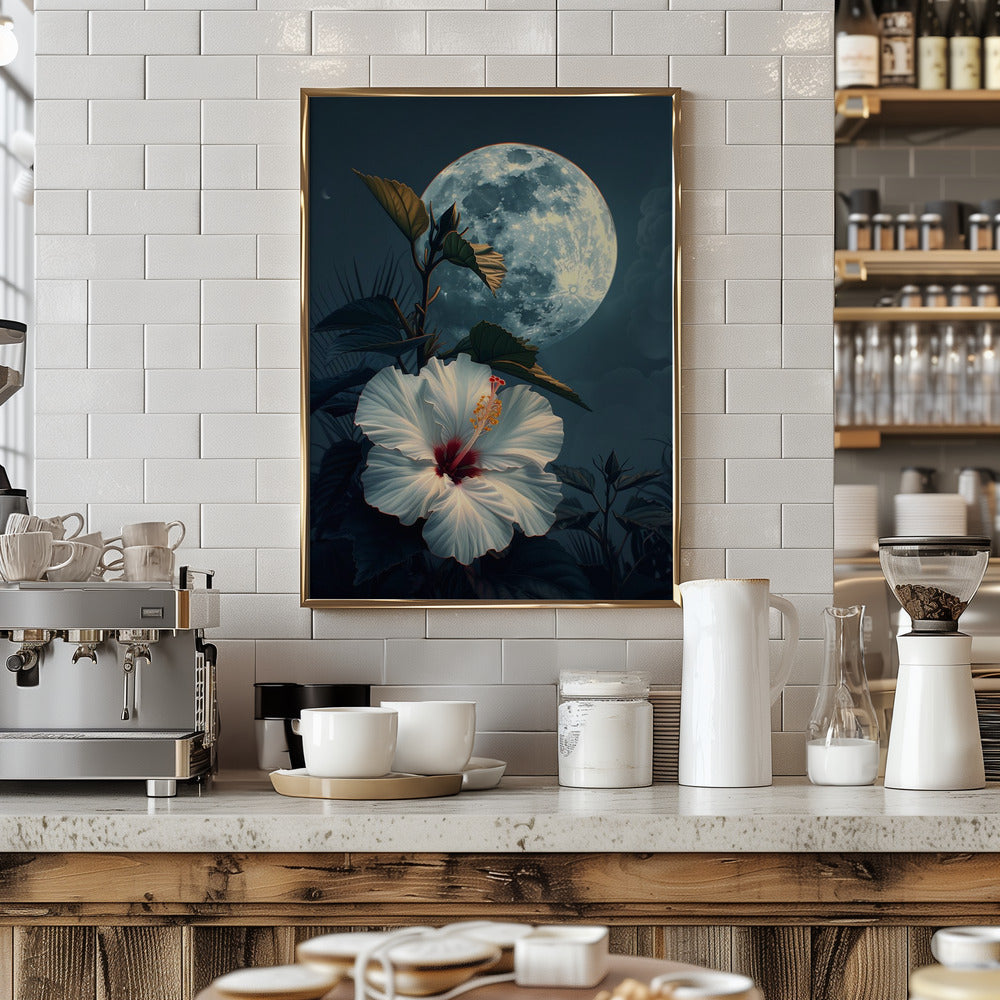 Hibiscus and the Moon Poster