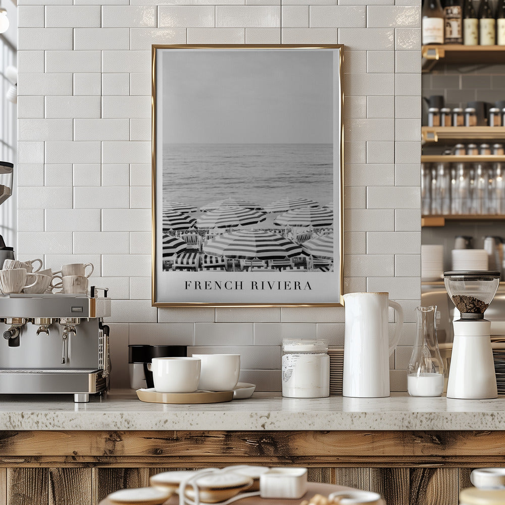 French Riviera Travel In Black and White Poster