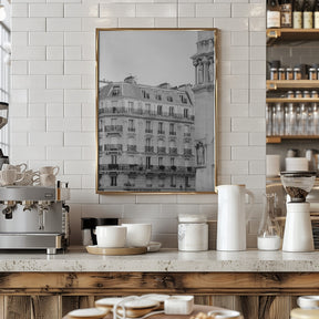 Paris Notre Dame Cafe Black and White Poster